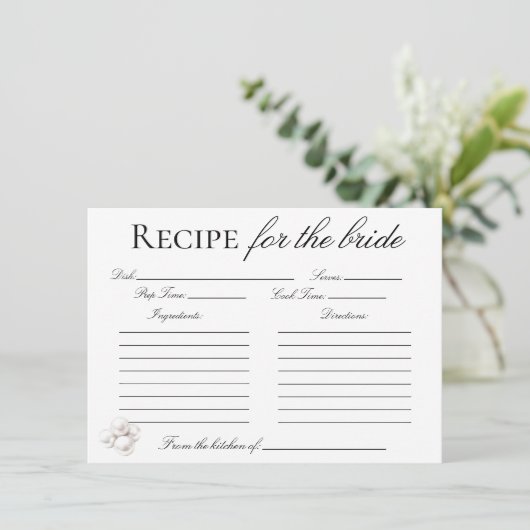 Pearls and Prosecco Recipe Card for the Bride (スタンド正面)