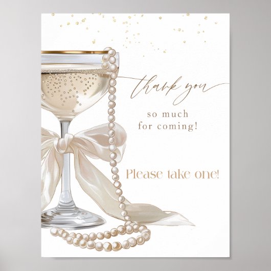 Pearls and Prosecco Thank you for coming Sign ポスター (正面)