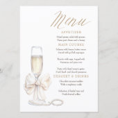 Pearls and Prosecco Whimsical Chic Menu Cards メニュー (正面)