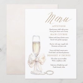 Pearls and Prosecco Whimsical Chic Menu Cards メニュー