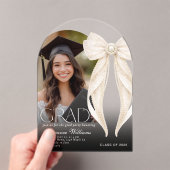 Pearls  Bow ivory Graduation party Arch Photo アクリル招待状 (インサイチュ (ポータブル))