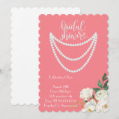 pearls bridal shower invitation in pink セーブザデート (正面/裏面)