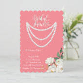 pearls bridal shower invitation in pink セーブザデート (スタンド正面)