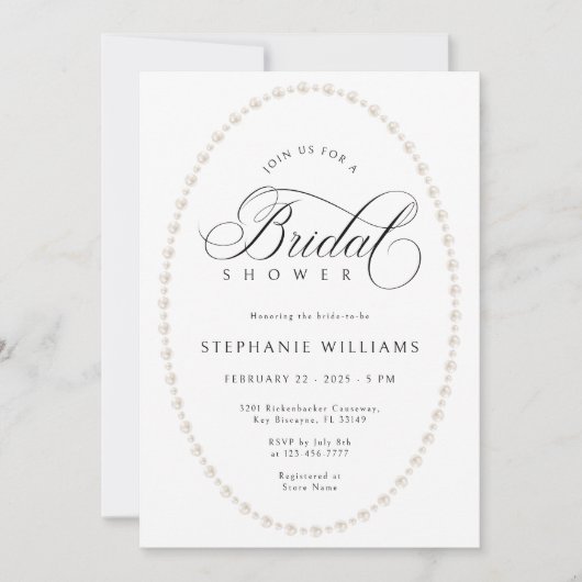 Pearls Frame Bridal Shower Invitation 招待状 (正面)