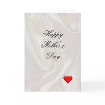Pearls on Satin with a small heart Mother's Day 
