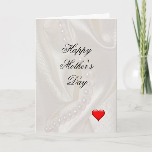 Pearls on Satin with a small heart Mother's Day カード (正面)