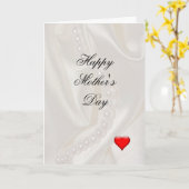 Pearls on Satin with a small heart Mother's Day カード (黄色い花)