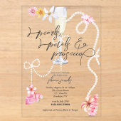 Pearls, Petals + Prosecco | トレンドのブライダルシャワー アクリル招待状 (正面)