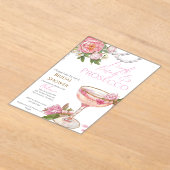Pearls, Petals & Prosecco Bridal Shower Invitation アクリル招待状 (レイダウン)