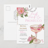 Pearls, Petals & Prosecco Bridal Shower Invitation ポストカード (正面/裏面)