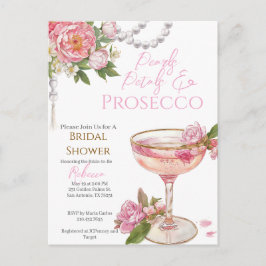 Pearls, Petals & Prosecco Bridal Shower Invitation ポストカード