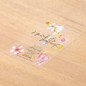 Pearls, Petals + Prosecco | Petals Bridal Shower  アクリル招待状 (レイダウン)