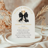 Pearls Prosecco Black Bow Bridal Shower Invitation 招待状