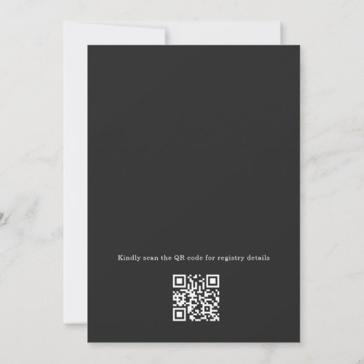 Pearls & Prosecco Black Bow QR Code Bridal Shower 招待状 (裏面)