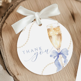 Pearls & Prosecco Blue Bridal Shower Favor Tags フェイバータグ