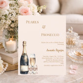 Pearls Prosecco blush bow Bridal Shower invitation