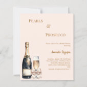Pearls Prosecco blush bow Bridal Shower invitation (正面)