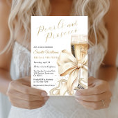 Pearls & Prosecco Bow Bridal Shower Invitation 招待状