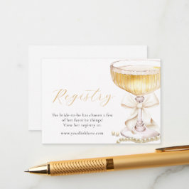 Pearls & Prosecco Bow Bridal Shower Registry エンクロージャーカード