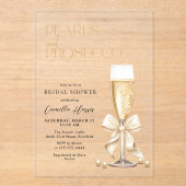 Pearls & Prosecco Bridal Shower アクリル招待状 (正面)