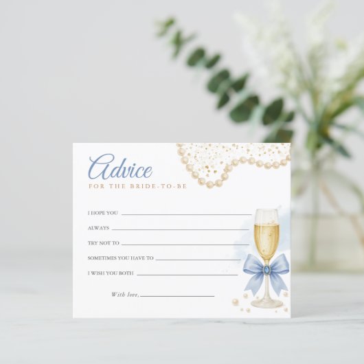 Pearls & Prosecco Bridal Shower Advice Card (スタンド正面)