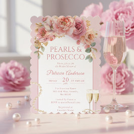 Pearls & Prosecco Bridal Shower Invitation 招待状