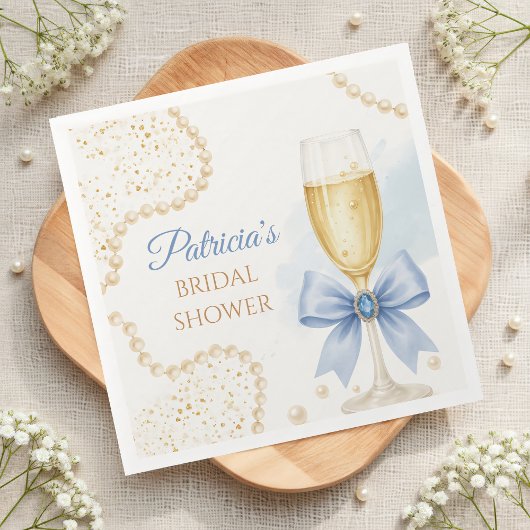 Pearls & Prosecco Bridal Shower Paper Napkin スタンダードカクテルナプキン