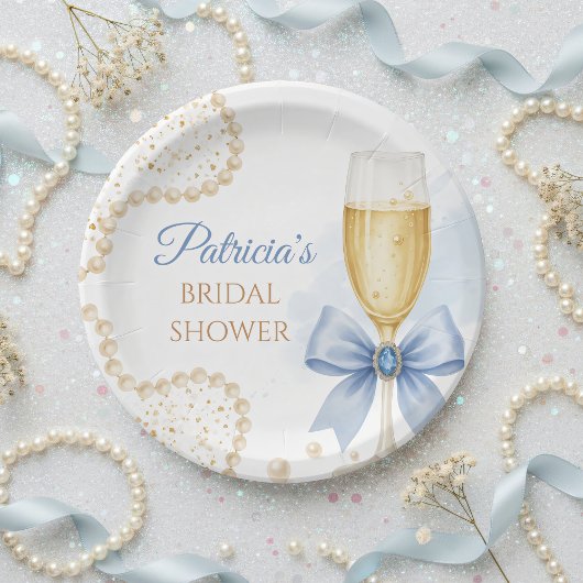 Pearls & Prosecco Bridal Shower Paper Plate ペーパープレート
