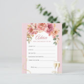 Pearls & Prosecco Bridal Shower Pink Advice Card (スタンド正面)