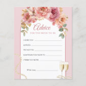 Pearls & Prosecco Bridal Shower Pink Advice Card (正面)