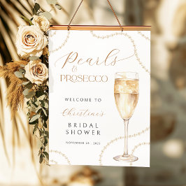 Pearls Prosecco Bridal Shower Poster Sign Digital ポスター
