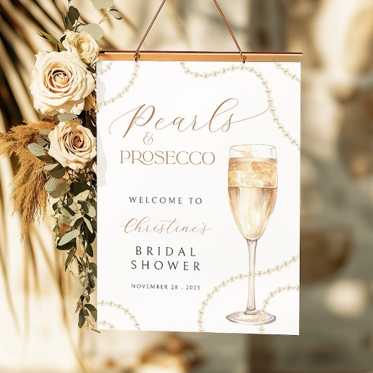 Pearls Prosecco Bridal Shower Poster Sign Digital ポスター