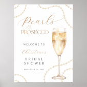 Pearls Prosecco Bridal Shower Poster Sign Digital ポスター (正面)
