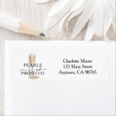 Pearls & Prosecco Bridal Shower Return Address ラベル (インサイチュ)