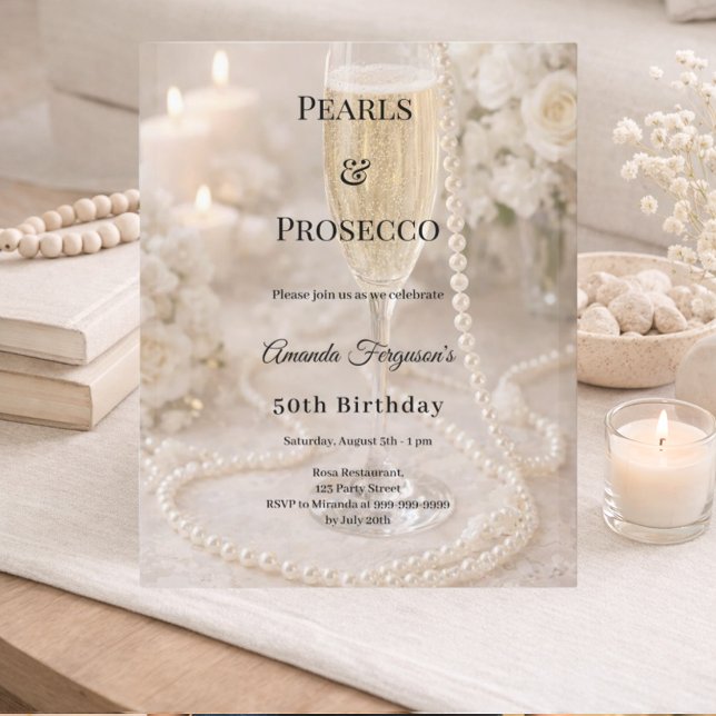 Pearls Prosecco Champagne birthday invitation (クリエイターアップロード済み)