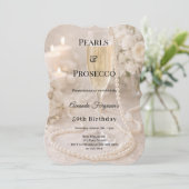 Pearls Prosecco Champagne elegant birthday  招待状 (スタンド正面)