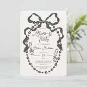 Pearls & Prosecco Coquette Bow Bridal Shower Invit (スタンド正面)