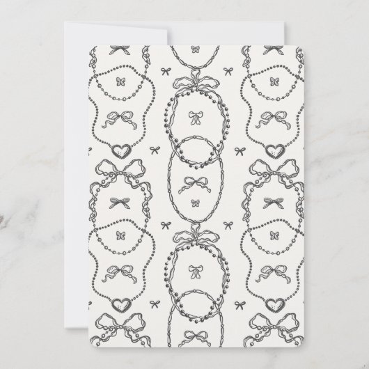 Pearls & Prosecco Coquette Bow Bridal Shower Invit (裏面)