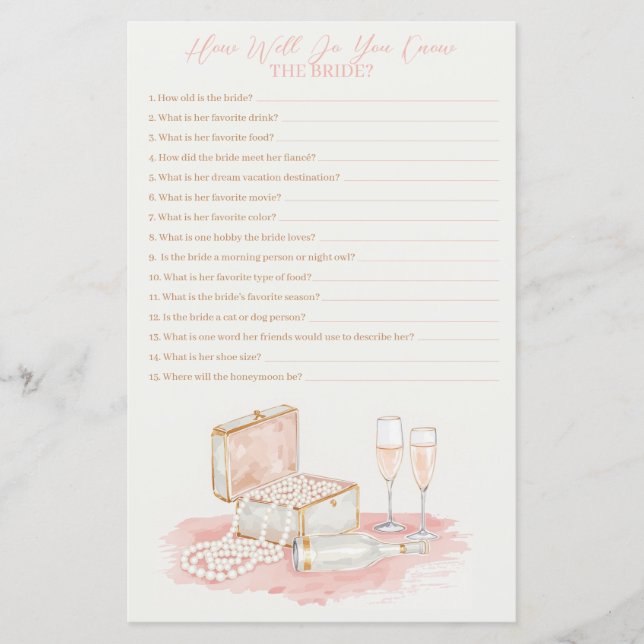 Pearls & Prosecco How Well Do You Know Her Game (正面)