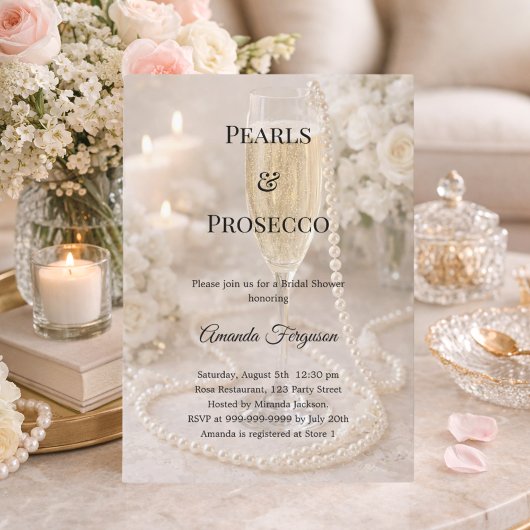 Pearls Prosecco luxury Bridal Shower 招待状