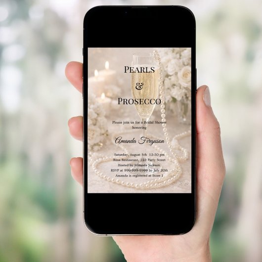 Pearls Prosecco luxury Bridal Shower 招待状