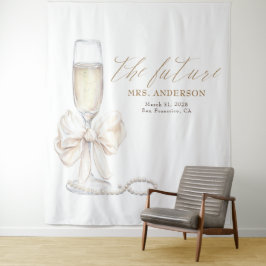 Pearls & Prosecco Mrs Photo Prop Backdrop タペストリー