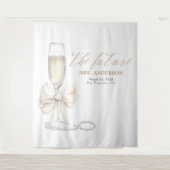 Pearls & Prosecco Mrs Photo Prop Backdrop タペストリー (正面)