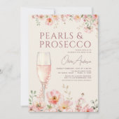 Pearls & Prosecco Wildflower Bridal Shower  招待状 (正面)