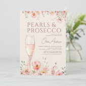 Pearls & Prosecco Wildflower Bridal Shower  招待状 (スタンド正面)