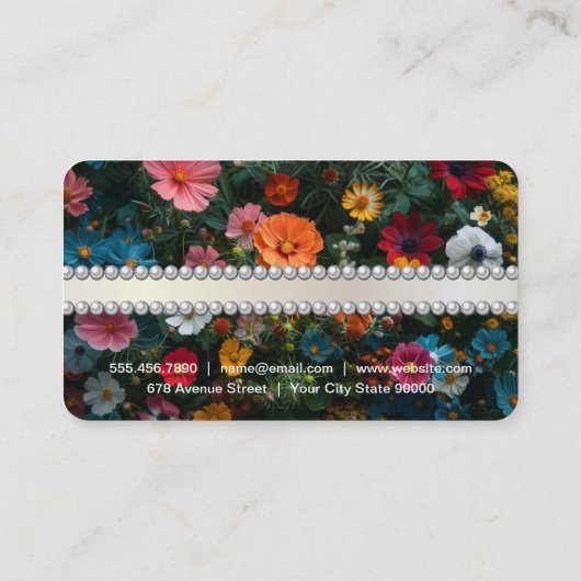 Pearls Ribbon | Elegant Flowers | Vintage 名刺 (裏面)