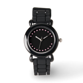 Pearls Wrist Watch (Black & Pink) 腕時計