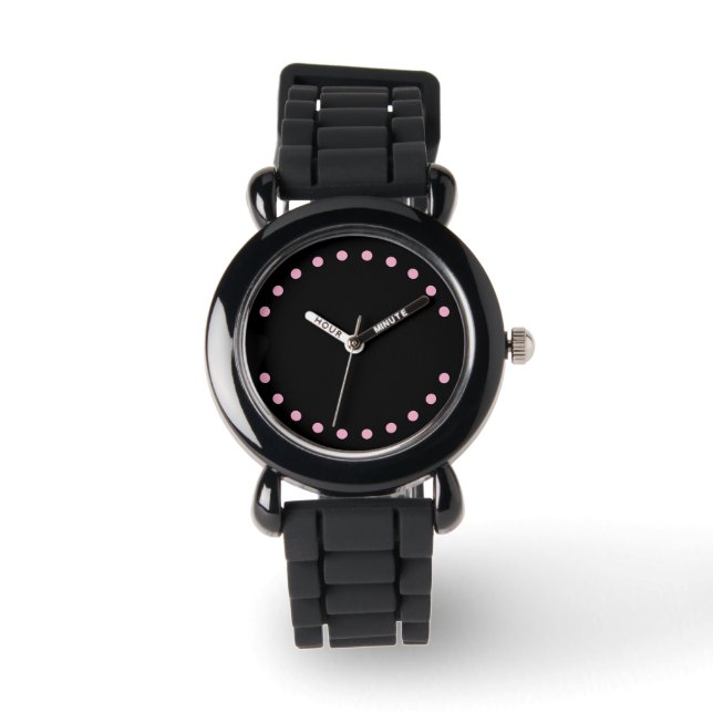 Pearls Wrist Watch (Black & Pink) 腕時計 (正面)