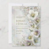 Pearly Hellebore Ethereal Botanical Frame Wedding 招待状 (正面)