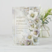 Pearly Hellebore Ethereal Botanical Frame Wedding 招待状 (スタンド正面)